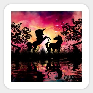 Wonderful unicorn playing in the night Sticker